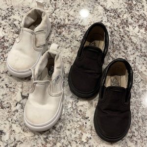 Two pairs of van slides toddler size 7 van slides black and van slides white